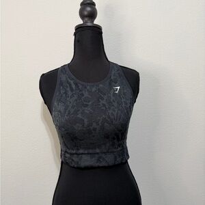 Gymshark Black Patterned Athletic Bra Top